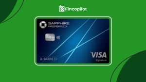Abbildung einer Chase Sapphire Preferred Kreditkarte mit modernem, blauem Design auf grünem Hintergrund und dem Branding von Fincopilot – ideal für Vielreisende, die nach exklusiven Vorteilen und flexiblen Zahlungsmöglichkeiten suchen.